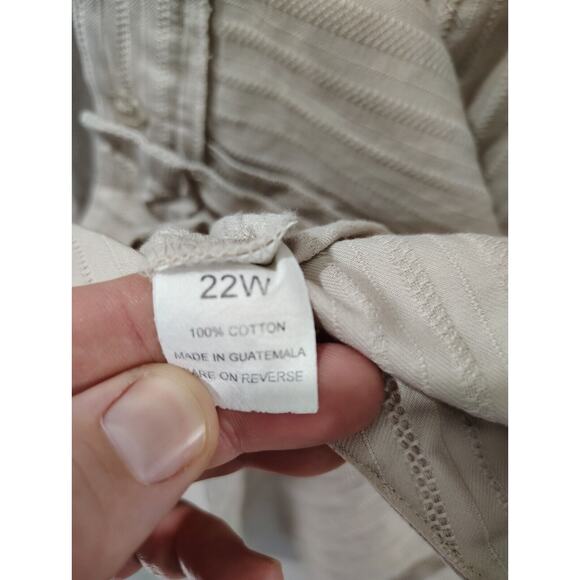 Briggs New York Women's Beige Striped Wide Leg Pants Plus Size 22W 100% Cotton - Picture 4 of 8